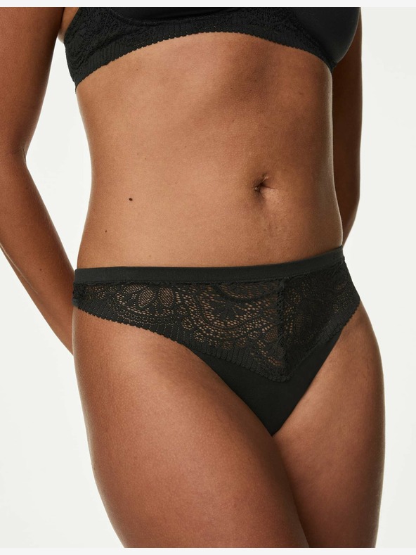 Marks & Spencer Tanga Body Soft™ s krajkou, sada 3 ks Marks & Spencer černá
