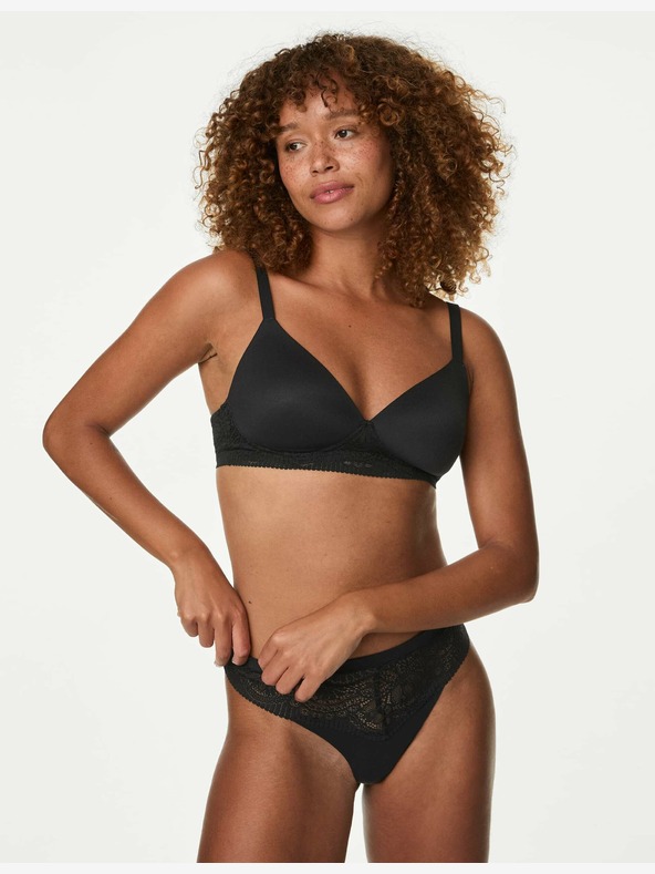 Marks & Spencer Tanga Body Soft™ s krajkou, sada 3 ks Marks & Spencer černá