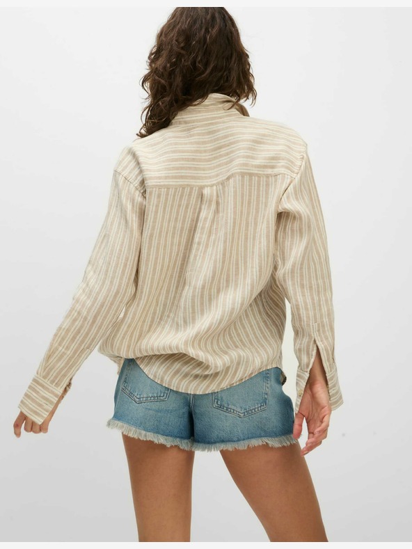 Marks & Spencer Oversized košile ve stylu Girlfriend s límečkem, z čistého lnu Marks & Spencer béžová