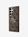 Guess Guess PU 4G Metal Logo Zadní Kryt pro Samsung Galaxy S23 Ultra Brown