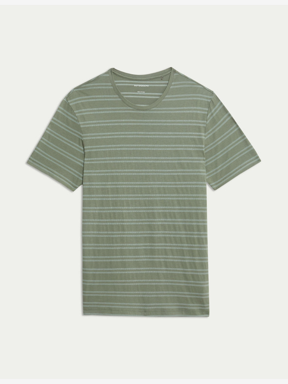 Marks & Spencer Pruhované tričkové tílko ze směsi modalu a bavlny Supima® Marks & Spencer zelená