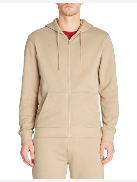 Celio Béžová pánská mikina na zip s kapucí Celio Fethree