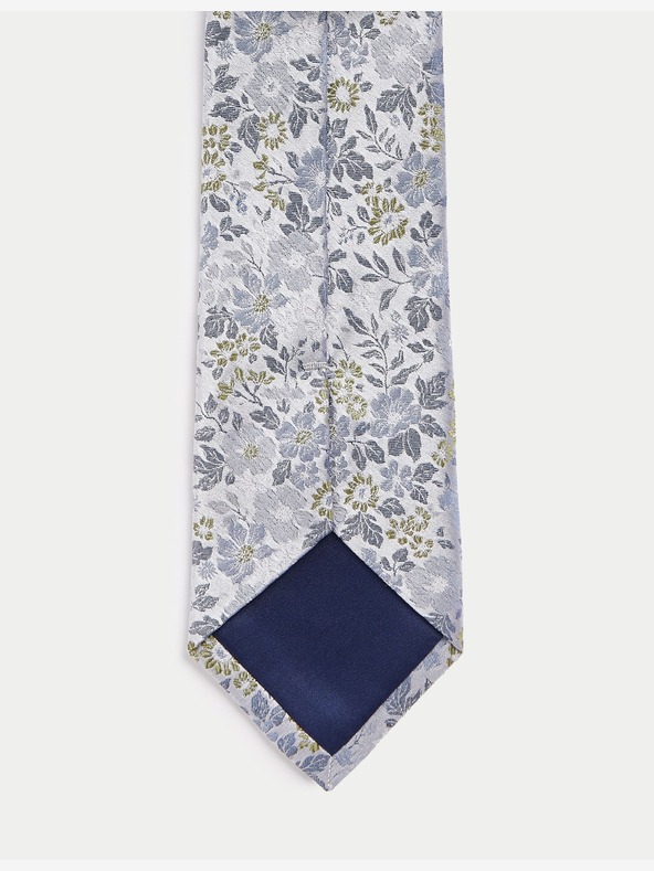 Marks & Spencer Květovaná kravata ze 100% hedvábí Marks & Spencer modrá