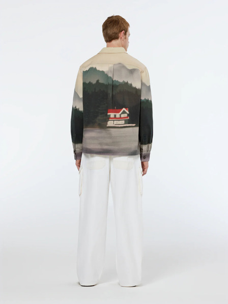 Scotch & Soda Béžovo-zelená pánská vzorovaná košilová bunda Scotch & Soda