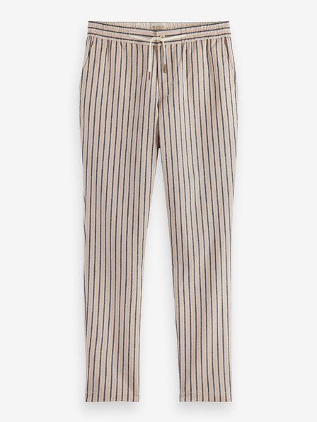 Scotch & Soda Béžové pánské pruhované kalhoty s příměsí lnu Scotch & Soda