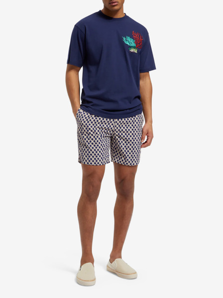 Scotch & Soda Modro-béžové pánské vzorované plavky Scotch & Soda