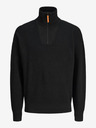Jack & Jones Černý pánský svetr se zipem Jack & Jones Outdoor