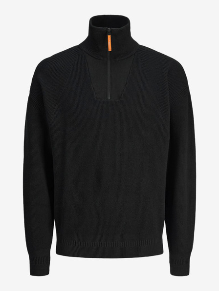 Jack & Jones Černý pánský svetr se zipem Jack & Jones Outdoor