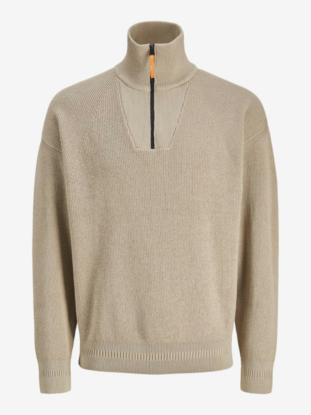 Jack & Jones Béžový pánský svetr se zipem Jack & Jones Outdoor