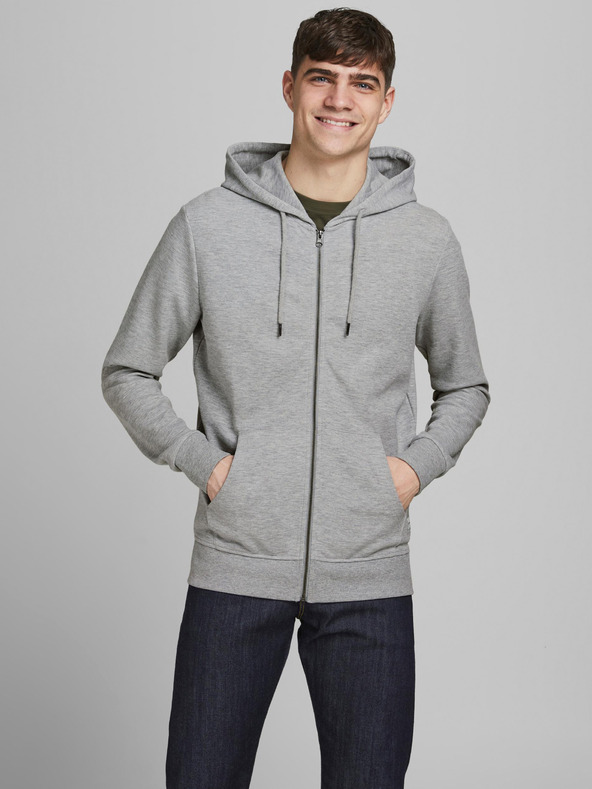 Jack & Jones Světle šedá basic mikina s kapucí Jack & Jones