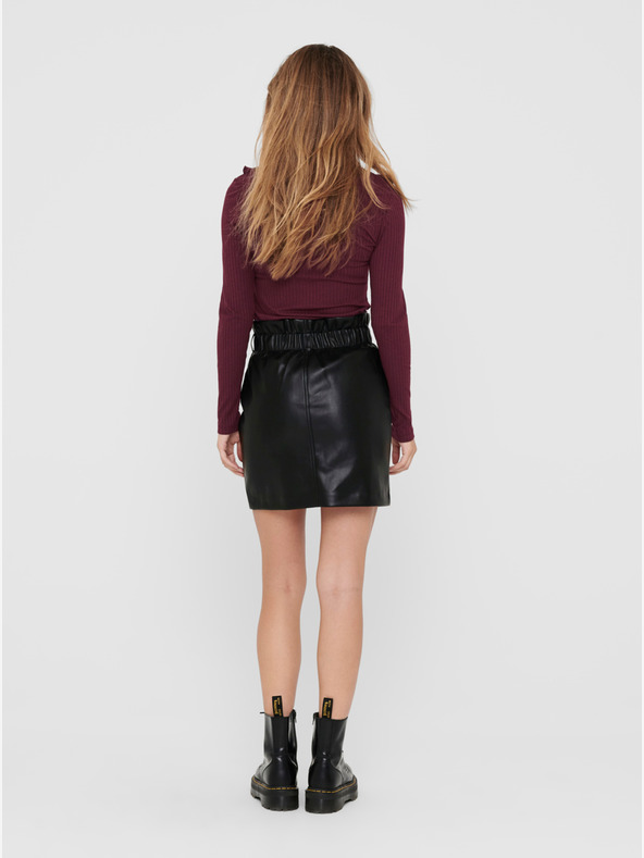 ONLY Černá dámská koženková mini sukně ONLY Maiya