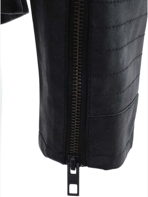 ONLY Černý dámský koženkový křivák s kapsami ONLY Biker