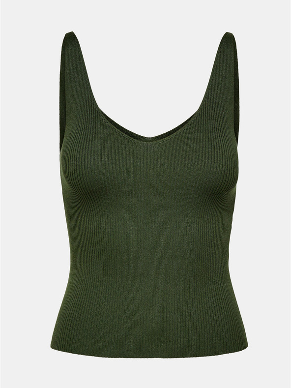 Jacqueline de Yong Tmavě zelené žebrované tílko JDY Nanna