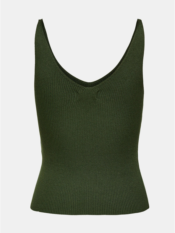 Jacqueline de Yong Tmavě zelené žebrované tílko JDY Nanna