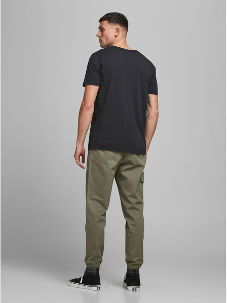 Jack & Jones Černé tričko s knoflíky Jack & Jones Esplit