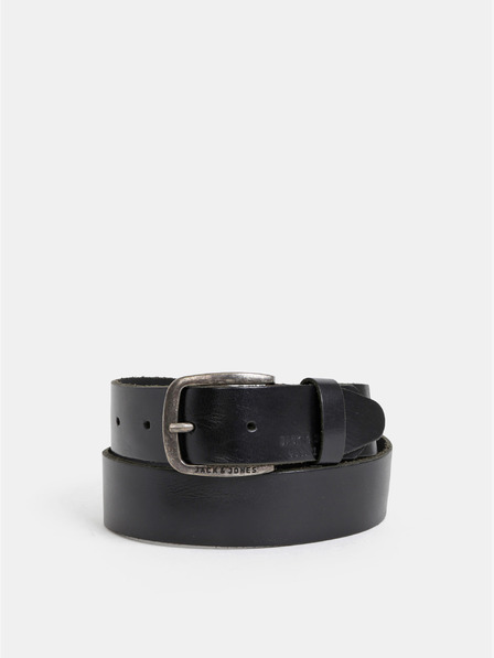 Jack & Jones Černý kožený pánský pásek Jack & Jones Paul