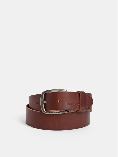 Jack & Jones Tmavě hnědý kožený pánský pásek Jack & Jones Paul