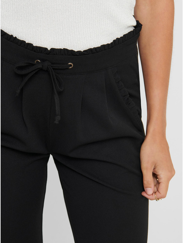 Jacqueline de Yong Černé zkrácené kalhoty se zavazováním JDY Catia