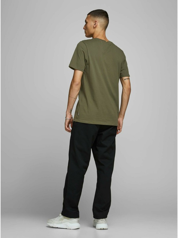 Jack & Jones Khaki basic tričko Jack & Jones Organic