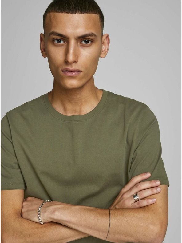 Jack & Jones Khaki basic tričko Jack & Jones Organic