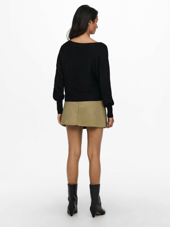 ONLY Černý dámský žebrovaný svetr s netopýřími rukávy ONLY Adaline