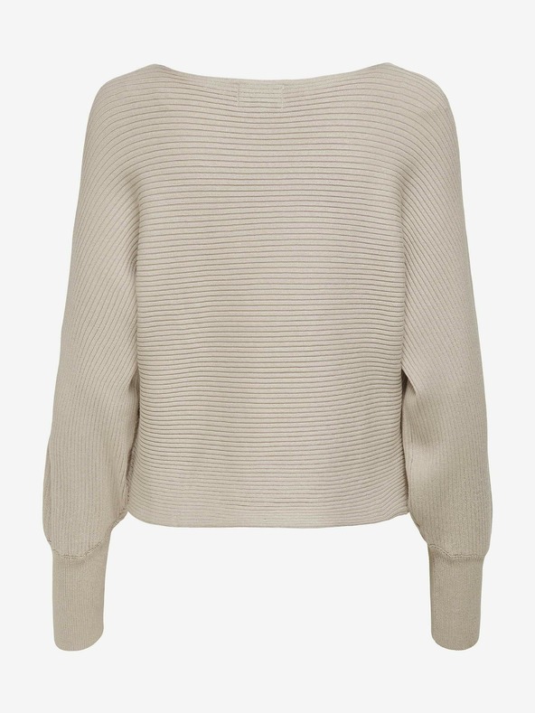 ONLY Béžový dámský žebrovaný svetr s netopýřími rukávy ONLY Adaline
