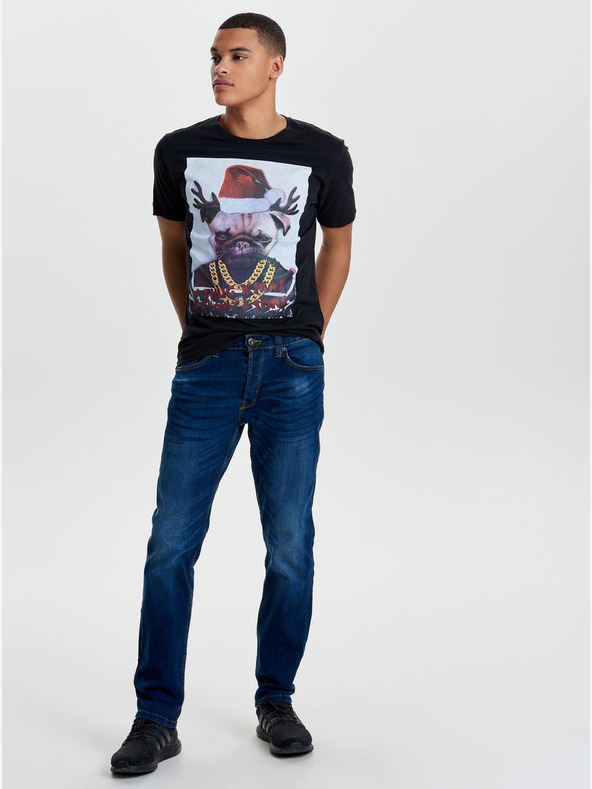 ONLY & SONS Modré džíny s opraným efektem ONLY & SONS Weft