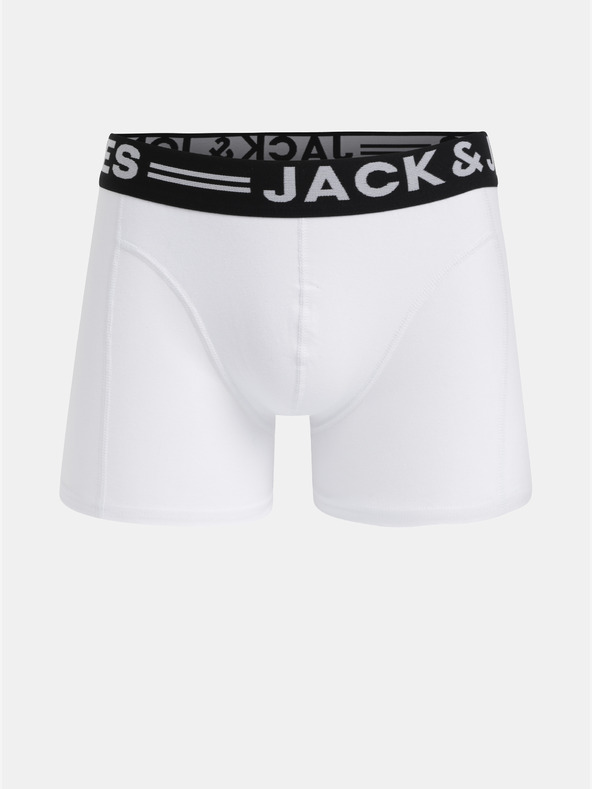 Jack & Jones Sada tří pánských bílých boxerek Jack & Jones Sense
