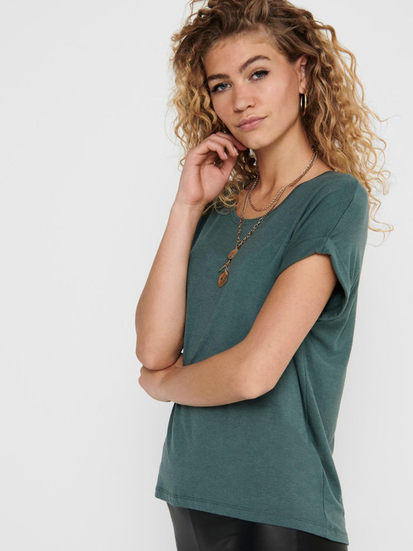 ONLY Tmavě zelené basic tričko ONLY Moster