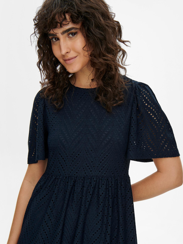 Jacqueline de Yong Tmavě modré děrované krátké šaty JDY Carla