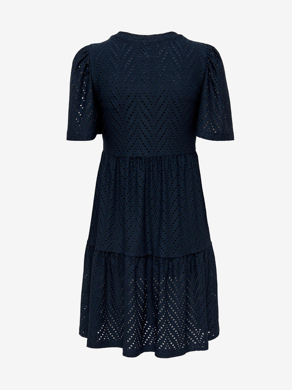 Jacqueline de Yong Tmavě modré děrované krátké šaty JDY Carla