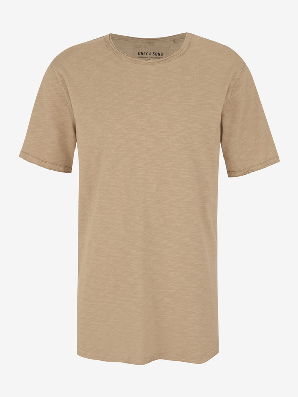 ONLY & SONS Béžové pánské žíhané basic tričko ONLY & SONS Benne