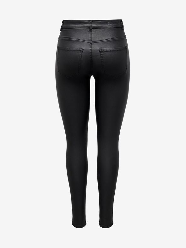 Jacqueline de Yong Černé skinny fit kalhoty s povrchovou úpravou JDY New Thunder