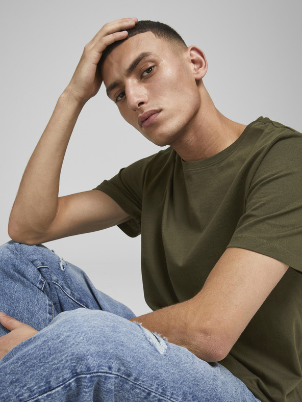 Jack & Jones Khaki pánské basic tričko Jack & Jones Noa