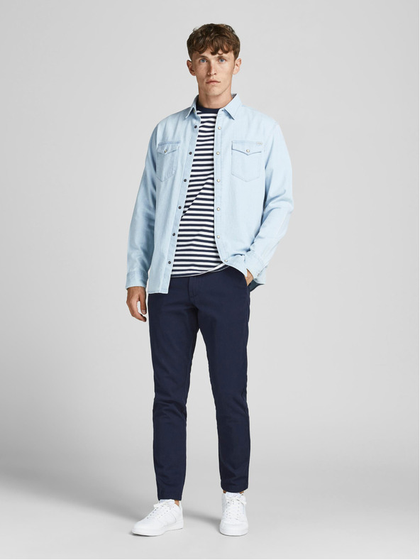 Jack & Jones Tmavě modré chino kalhoty Jack & Jones Marco