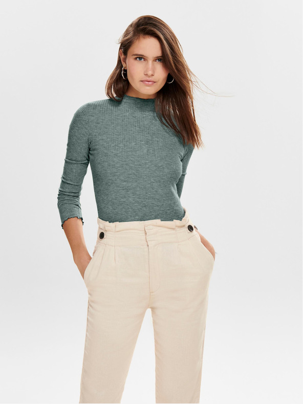 ONLY Zelené dámské žebrované tričko ONLY Emma