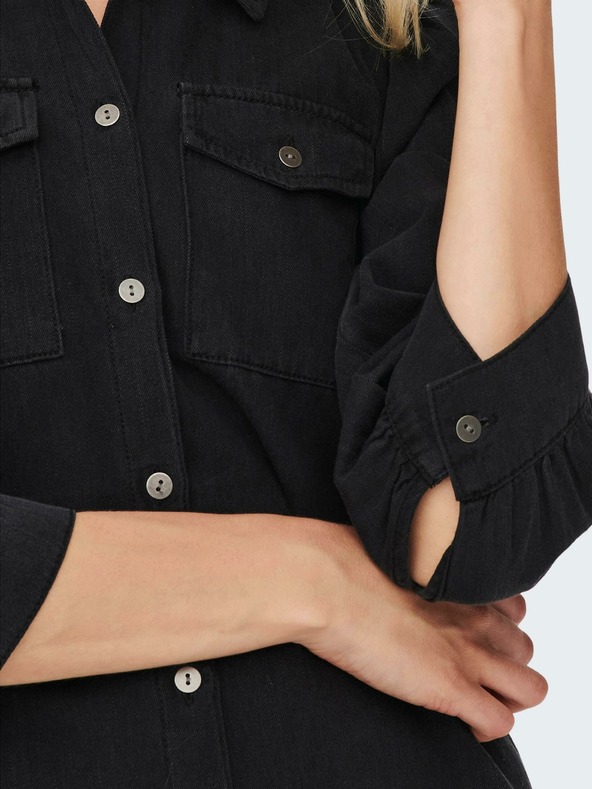 ONLY Černé košilové džínové šaty ONLY Felica