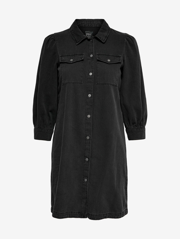 ONLY Černé košilové džínové šaty ONLY Felica