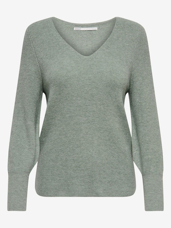 ONLY Zelený žebrovaný basic svetr ONLY Latia