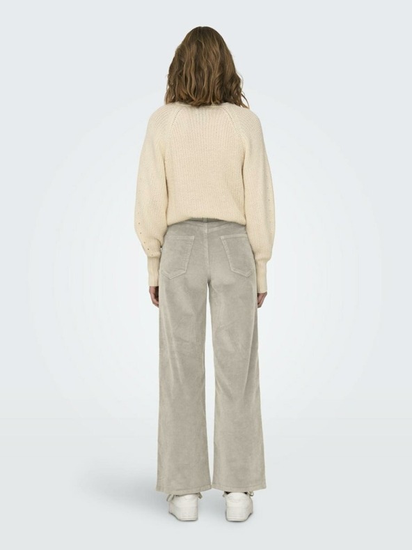 ONLY Béžové dámské široké manšestrové kalhoty ONLY Hope