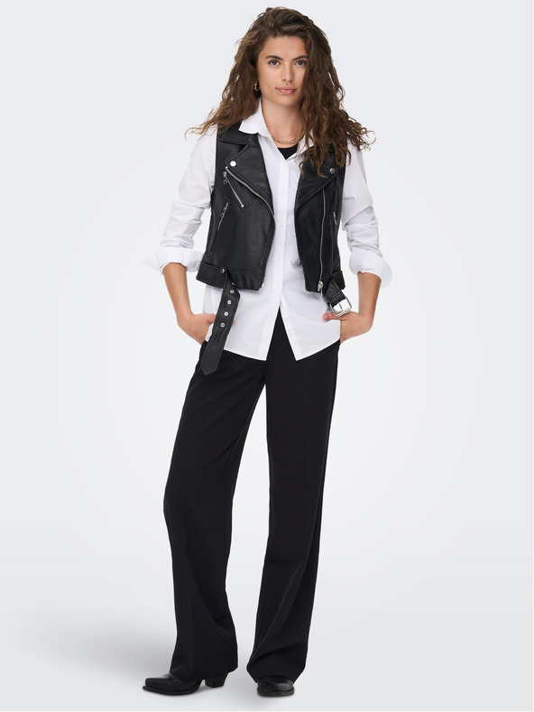 ONLY Černá dámská koženková vesta ONLY Vera