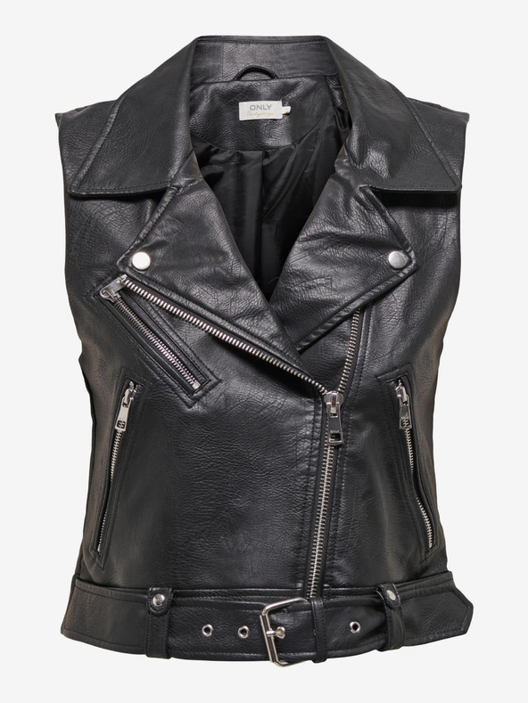 ONLY Černá dámská koženková vesta ONLY Vera