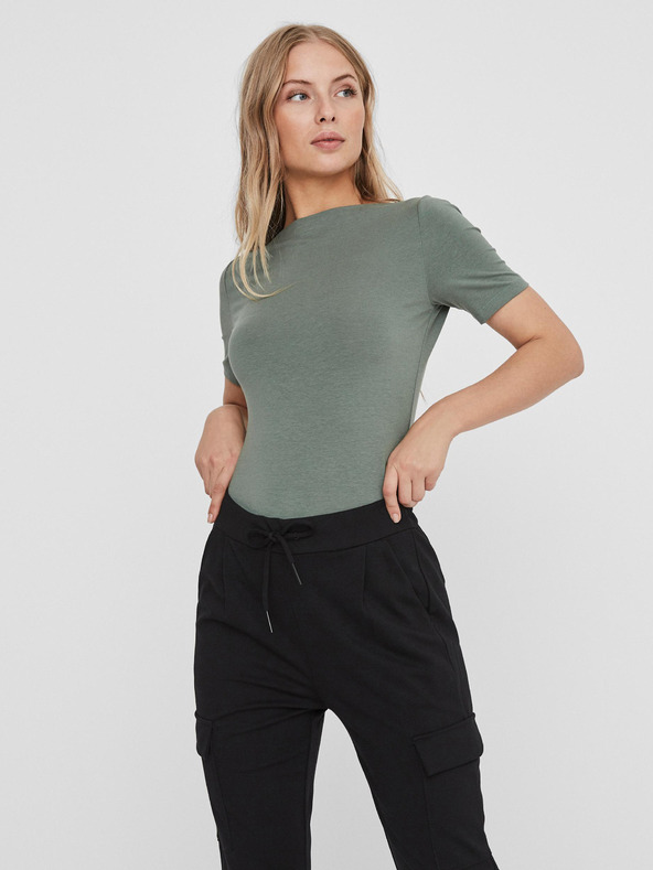 Vero Moda Zelené dámské basic tričko VERO MODA Panda