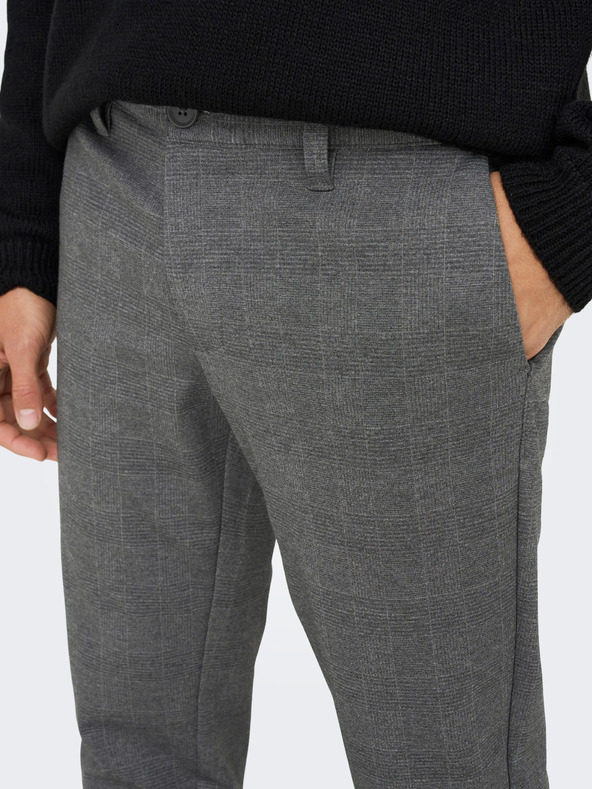 ONLY & SONS Šedé pánské kostkované kalhoty ONLY & SONS Mark