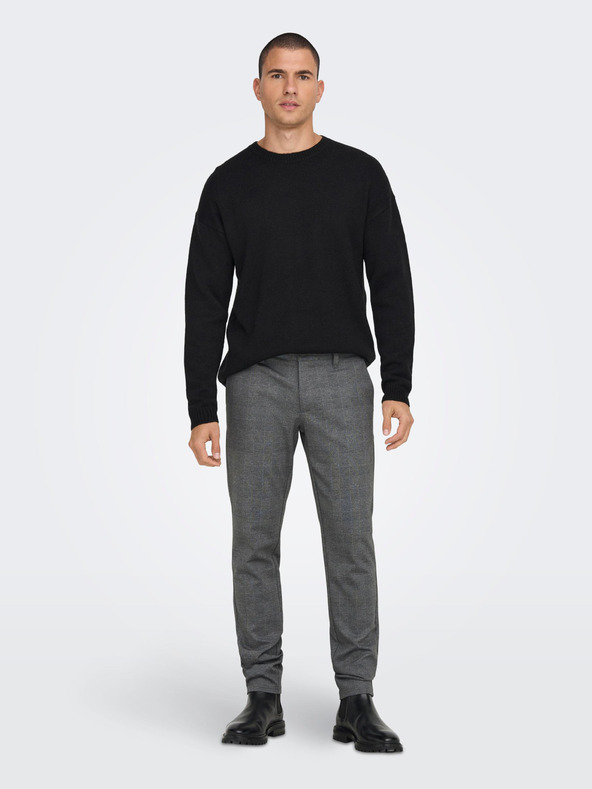 ONLY & SONS Šedé pánské kostkované kalhoty ONLY & SONS Mark