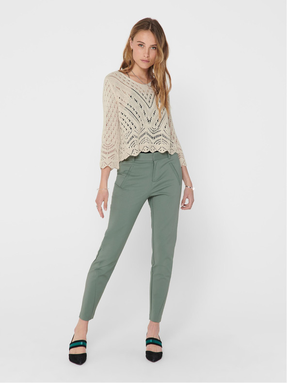 Jacqueline de Yong Krémový vzorovaný crop top svetr s 3/4 rukávem JDY New