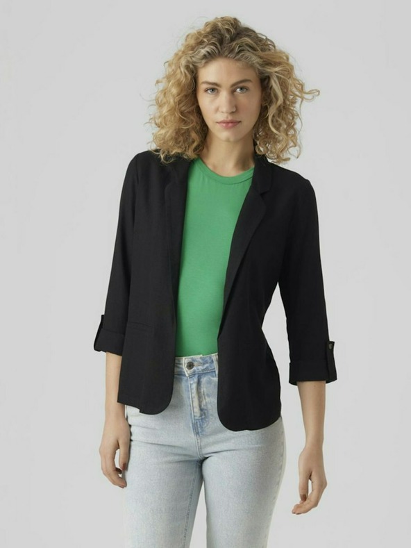 Vero Moda Černé dámské sako s příměsí lnu VERO MODA Jesmilo