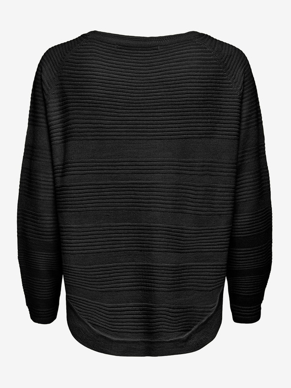 ONLY Černý žebrovaný lehký svetr ONLY Caviar