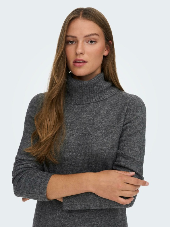 Jacqueline de Yong Šedé dámské žíhané svetrové šaty JDY Elanor