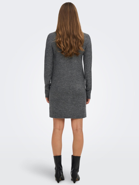 Jacqueline de Yong Šedé dámské žíhané svetrové šaty JDY Elanor